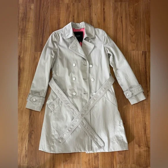 Coach Beige Double-Breasted Trench Coat - Picture 9 of 16